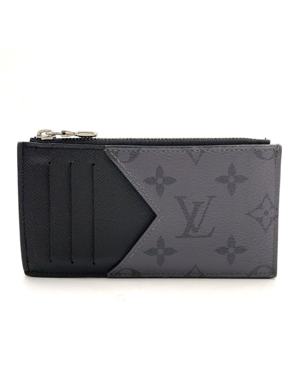Louis Vuitton Coin Card Holder Monogram Eclipse Reverse Leather Black Purse